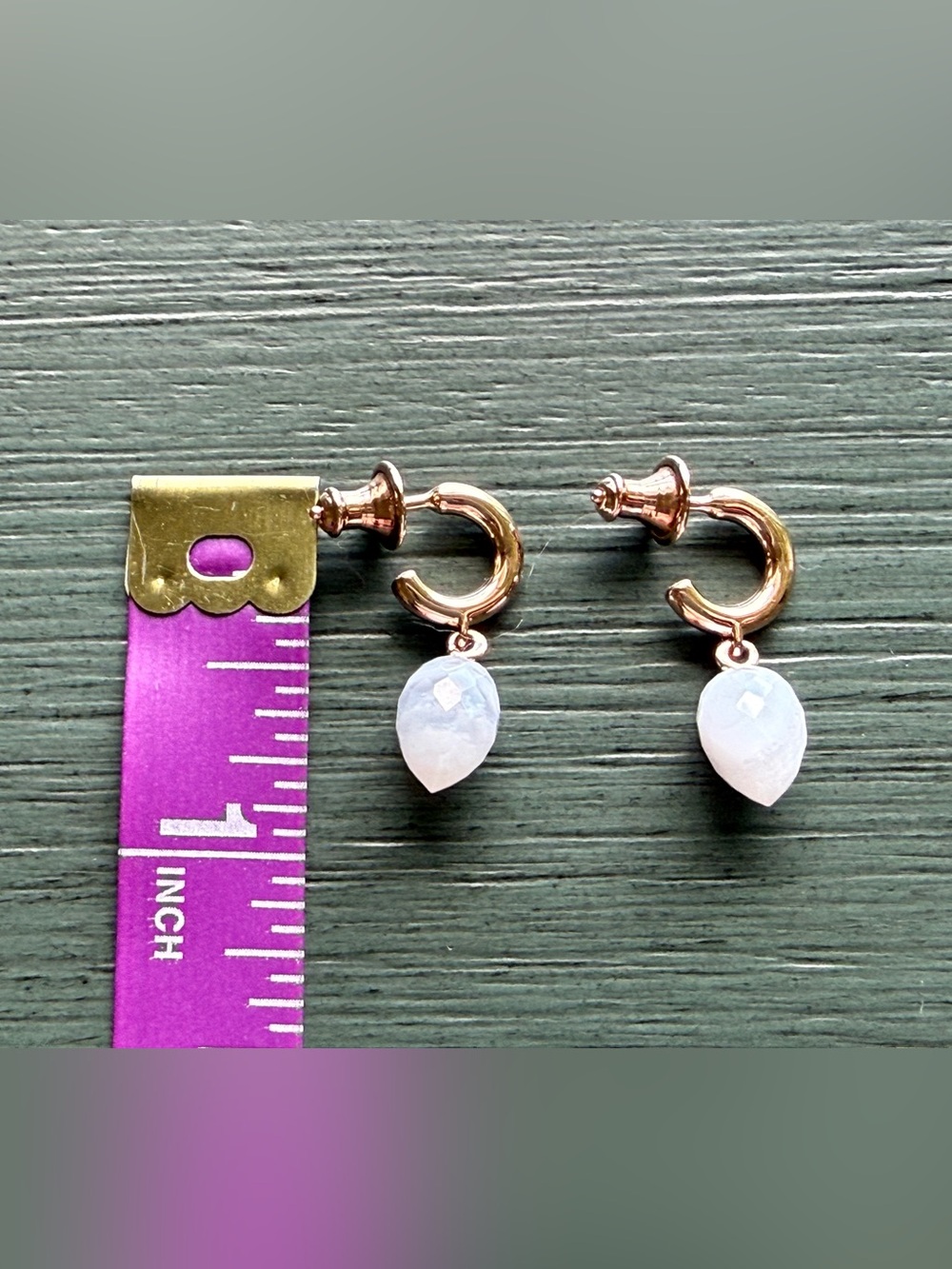 Monica Vinader Fiji Bud Huggie Earrings 18k Rose Gold Vermeil + Blue Lace Agate - Picture 4 of 4